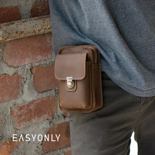 Mens Leather Belt Bag Multi-Functional Waist Bag Belt Type Convenient and Fast Leather Material