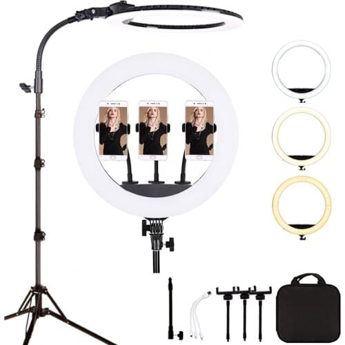 18 Inch 65W LED Ring Light Dimmable Studio Photography Lighting For Makeup,Tattoo,Youtube Video with 2M Light Stand Phone Holder