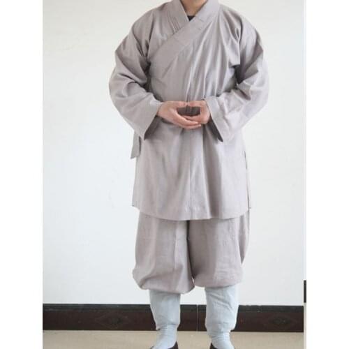 UNISEX Shaolin monks suits Arhat/Lohan uniforms Buddhist clothes martial arts/kung fu clothing sets Buddhism meditation gray