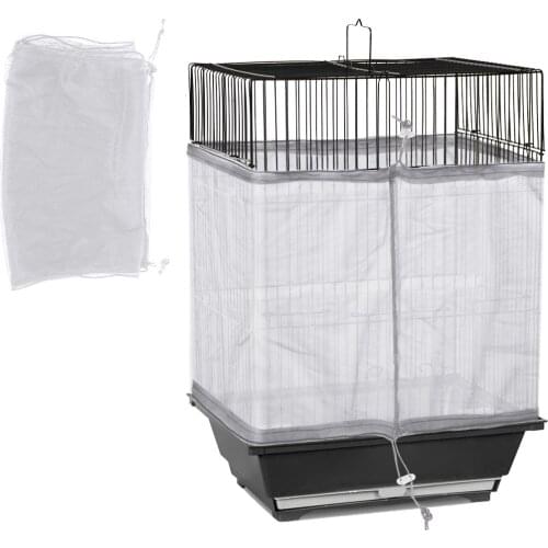 Universal Birdcage Cover Bird Seed Guard Catcher Adjustable Drawstring Bird Cage Skirt Mesh Net Cover