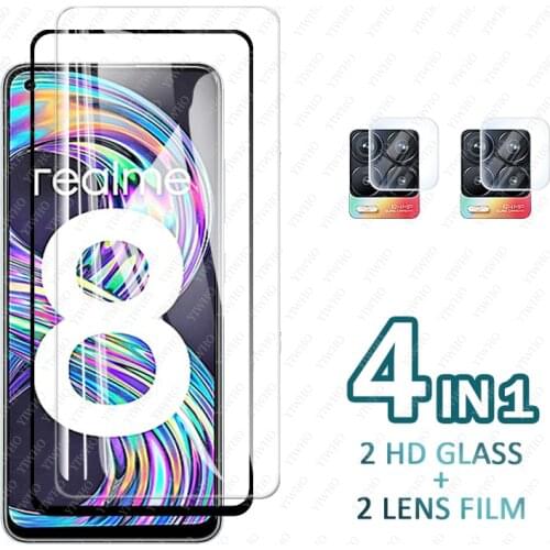Tempered Glass for Oppo Realme 8 7 6 Pro Screen Protector on Realme 7i 6i Camera Lens Glass Glass Real Me 5i C21 C3 Film