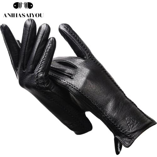 Imitation deer skin texture womens genuine leather gloves fashion real sheepskin winter gloves women withstand the cold - 2269
