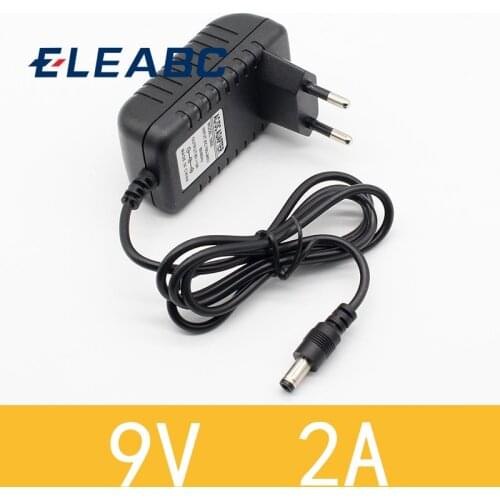 1PCS High quality AC/DC 9V 2A Switching Power Supply adapter Reverse Polarity Negative Inside EU plug 5.5mm x 2.1mm-2.5mm