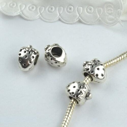 15 pcs alloy beads strawberry charm tibetan silver diy beads for European bracelet jewelry making 1865