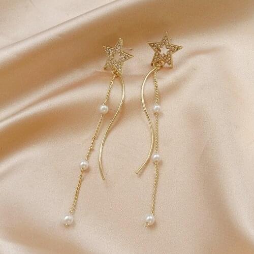 2020 New Korean Star Tassel Niche Design Sense, Long Simulation Pearl Temperament Female Earrings Jewelry