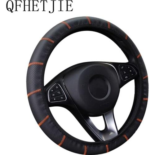 38CM Medium Car Steering Wheel Cover Cowhide Thin Section Without Inner Ring Elastic Band Grip Car Handle Cover Car Accessories