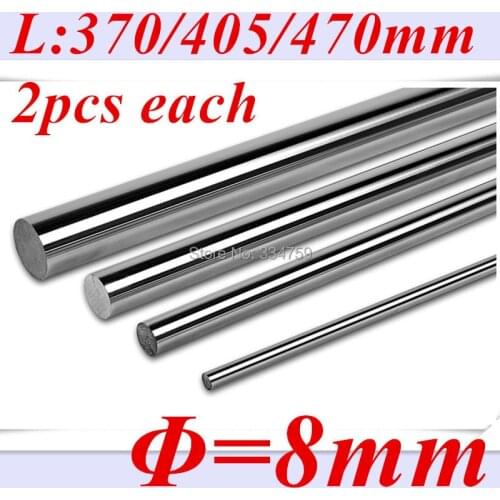 8mm Gcr15 Steel Chrome Plated Linear Shaft Set :2pcs/L370mm+2pcs/L405mm+2pcs/L470mm for CNC part 8mm linear rod
