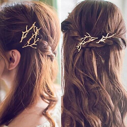 2019 New Antlers Hair Accessories For Women Girls Leaves Barrettes Princess Clips Alloy Elegance Styling Tool Gold