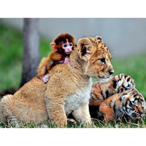 Diamond Mosaic Diy Diamond Embroidery Little Tiger Back Little Monkey Diamond Painting Cross Stitch Floral Rhinestone Decoration