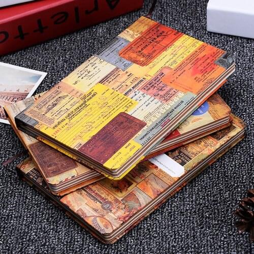 Retro color page diary book hand account book thick kraft paper creative hand-painted illustration notebook student gift