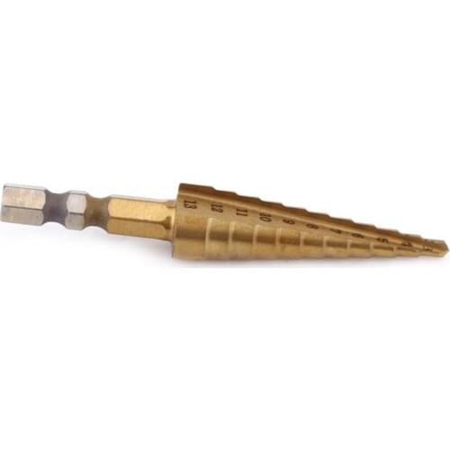 1PC 3-13mm HSS Hex Shank Step Cone Quick-change Drill Bit Titanium Coated Hole Cutter