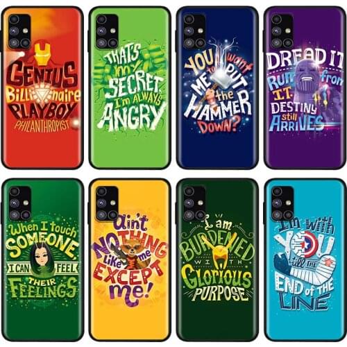 Marvel superhero text For Samsung Note 20 10 8 9 M02 M31 S M60S M40 M30 M21 M20 M10S F62 M01 Ultra Pro Plus Phone Case