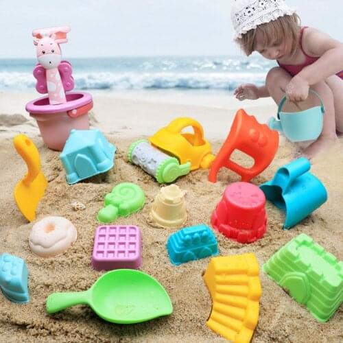 Baby Beach Toys Summer Silicone Soft Children Bucket Tool Rake Hourglass Outdoor Play Sand Tool Set Kids Baby Bath Toy Gifts