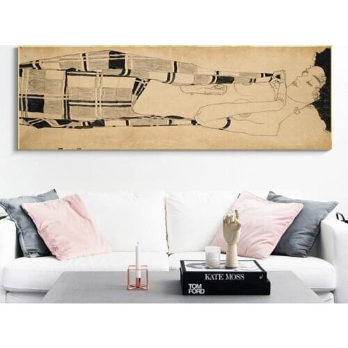 Egon Schiele Body Color Delineation Sketch Figure Canvas Art Print Painting Poster Wall Pictures For Living Room Bedroom Decor