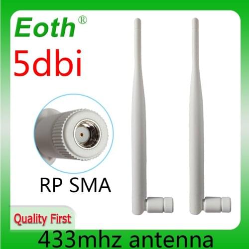 1pcs 433Mhz Antenna 5dbi GSM 433 MHz RP-SMA Connector antena 433m Rubber Aerial Wireless Repeater for watermeter antenne