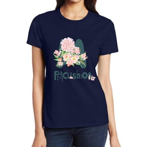 M Flowers Printed Women T-shirt Harajuku Vintage Soft Round Neck Oversize Loose Female Top Male Tees Couple Short Sleeve