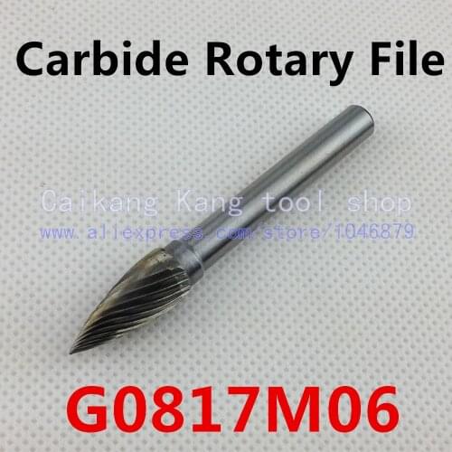 Head 8mm,Arc pointed nose,carbide rotary burrs, rotary burrs, deburring with rasp, carbide burrs, carbide grinding. G0817M06