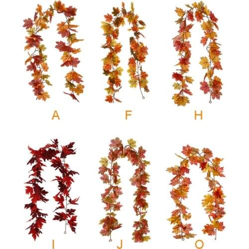12 PCS Artificial Maple Leaf Garland Hanging Vine Thanksgiving Halloween Home Garden Fireplace Wedding Fall Decor Wholesale XB