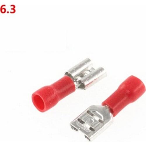 10pcs 6.3mm Spring female Cold pressed terminal crimp terminals red yellow blue insulation
