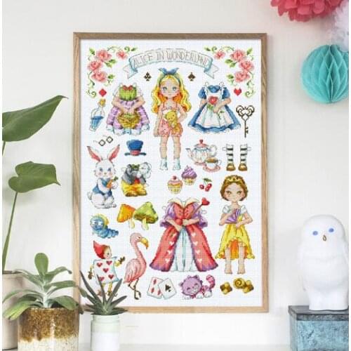 11/14/18/28/25/22/16ct Counted Cross Stitch Kit Alice in Wonderland Fairy Tale Fairytale Fairyland SO
