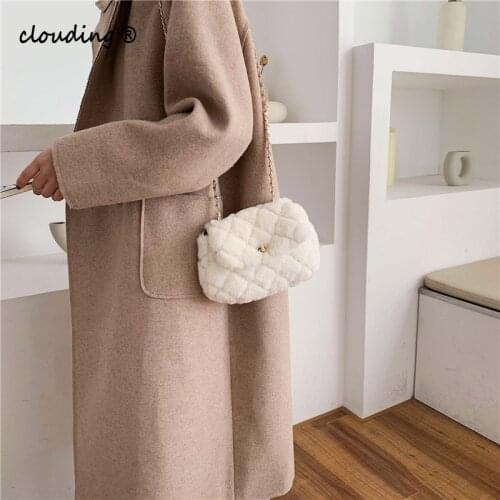 Fashion Plush Chain Women Shoulder Bags Designer Candy Female Crossbody Bags Luxury Fur Crossbody Bag Small Flap Lady Purse 2020