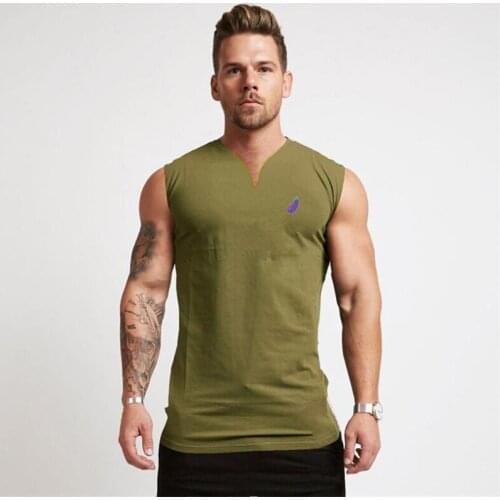2021 New Mens Gym Casual Workout Tank Top Running Clothing Comfortable Fitness Singlets Sports Sleeveless V-Neck Vest Shirt Men