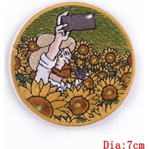 Van Gogh Patch Whale Embroidered Patches For Clothing Spirited Away Iron On Patches For Clothes Stickers On Clothes Badge Stripe