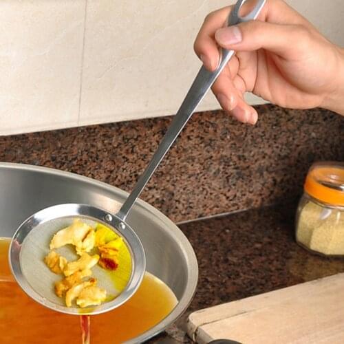 New Multi-functional Filter Spoon With Clip Food Kitchen Oil-Frying BBQ Filter Stainless Steel Clamp Strainer Kitchen Tools 820