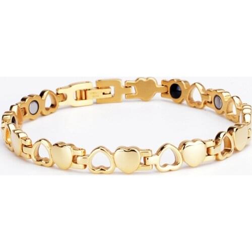 WENDYFO New Arrive Women Girls Heart Bracelet Stainless Steel Gold Silver Color Health Energy Bracelet For Women Fashion Jewelry