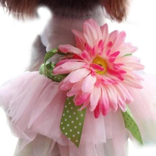Petstyle Dog Clothes Pitbull Clothes Skirt Tutu Sunflower Dress Yorkshire Terrier Princess Floral Wedding Terrier Daisy Gauze