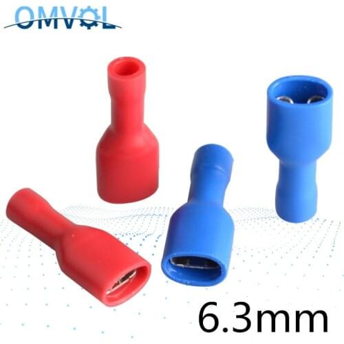 Fully Insulated Splice Wire Cable Connector 6.3mm Crimp Electrical Terminals Red Blue Kit Set