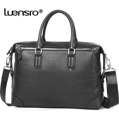 100% Real Cowhide Leather Briefcase For Men Bag Fashion Shoulder Laptop Bag Large Capacity Casual Travel Bags Men Handbag Totes