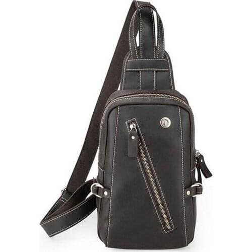 Crossbody Bags for Men Chest Bag Mens Crazy Horse Cowhide High Quality Vintage Trends Single Shoulder Messenger Bag Pack