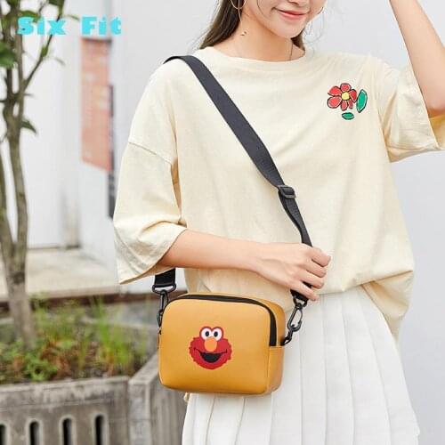 2021 New Cartoon Sesame Street Girls Women Handbag Messenger Bag Soft Pu Shoulder Bag Ladies Crossbody Bags Female Bolsas Sac