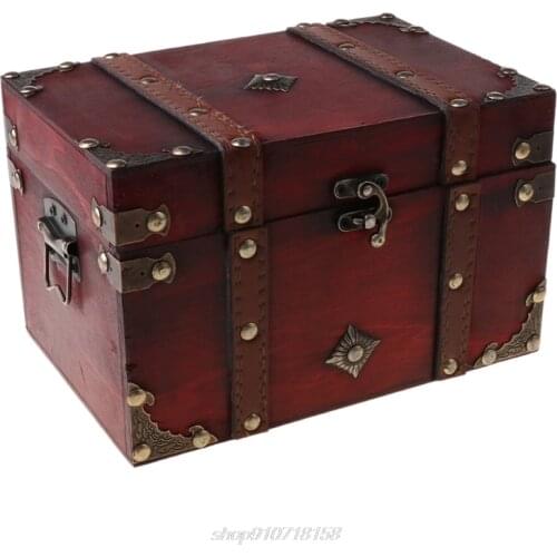 Treasure Chest Vintage Wooden Storage Box Antique Style Jewelry Organizer for Jewelry Box Trinket Box home Mask F17 21 Dropship