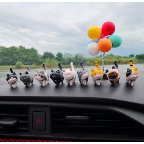 9PCS Cute Cat Car Ornaments Car Interior Decoration Araba Aksesuar Auto Center Console Decoration Car Accessories Coche