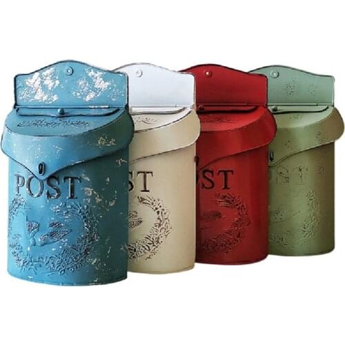 Outdoor Vintage Mailbox European Literature Wall-Mounted Iron Box Retro Letter Boxes For Wall Garden Wedding Decoration