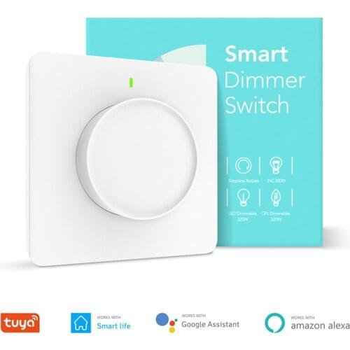 Tuya Smart Wifi EU Light Dimmer Switch Remote Control Wall Rotary Swtich Smart Home Compatible With Alexa Google Home