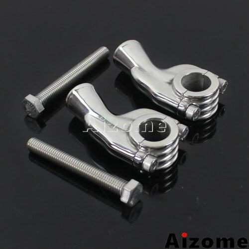 Silver Motorcycle Custom 25mm Handlebar Risers Clamps For Harley Honda Yamaha Cruiser Vintage Style 1" Handlebar Pullback Riser