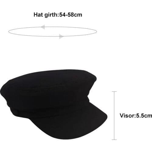 Womens Hat Flat Cap Military Cap Spring Autumn Cotton Octagonal Cap Solid Color Flat Top Military Hats Young Student Hat Female