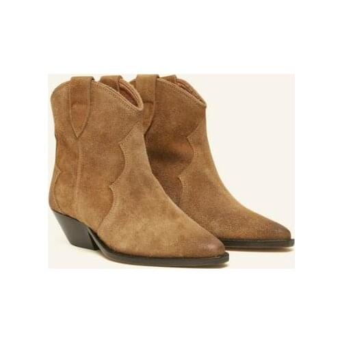 Woman Dewina Boots 100% Calfskin Leather Suede Santiag Boots Western Cowboy Boots Fashion Shoes