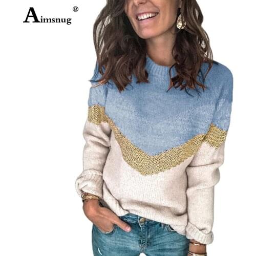 Plus Size 3XL Women New Patchwork Sweater Tops 2021 Spring Autumn Loose Casual Knitted Sweater Pullovers Pull Femme Jersey Mujer