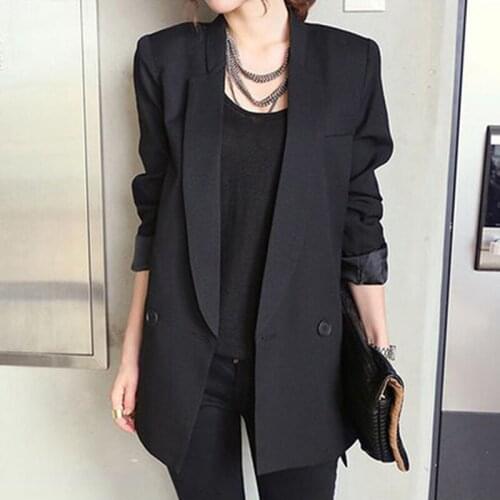 2021 Solid Long Black Women Jacket Blazer Female Notched Collar Asymmetrical Chic Ladies Blazers feminino