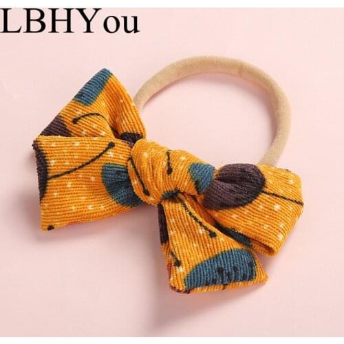 1pcs Summer Autumn Fruit Prints Bows Nylon Headbands,Super Soft Stretchy Knot Bows Nylon Hairbands,Newborn Baby Girls Hair Wear