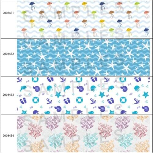 10yards Ocean Pattern Printed Grosgrain/Satin Ribbon DIY Materials