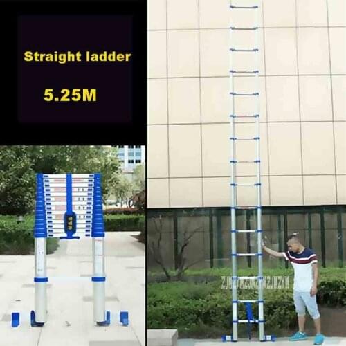 5.25M Aluminium Alloy Thicken Single-sided Straight Ladder Portable Household Extension Ladder 15-Step Engineering Ladder