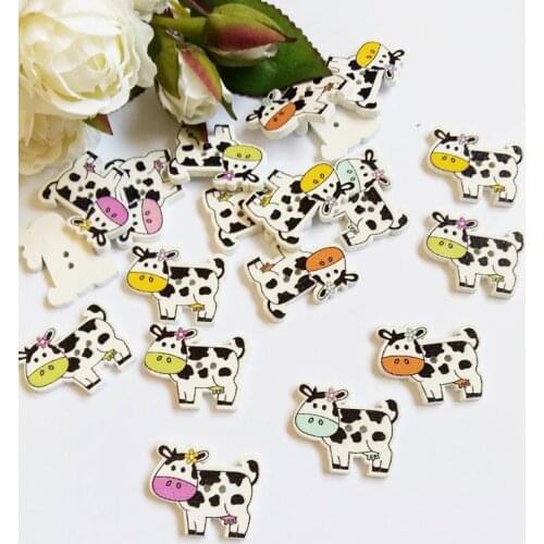 50pcs/lot 2 Holes Wooden Buttons for Clothes Sewing Accessories Cartoon Animal Decorative Buttons 20x28mm Scrapbook