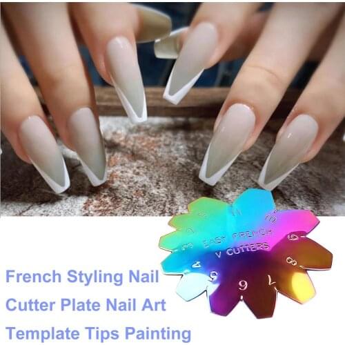 6 Styles French Styling Nail V Line Almond Shape Tips Manicure Edge Trimmer Nail Cutter Acrylic Pink White French Nails