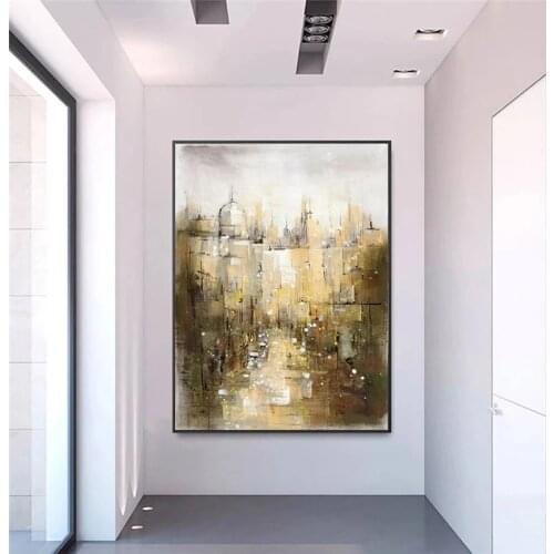Abstract City Building Canvas Painting Modern Graffiti Art Prints and Posters Wall Art Pictures for Living Room Home Decoration