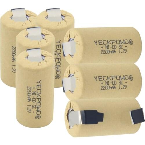 Moscow warehouse SUB C batteries flat top 2200MAH with welding tabs 1.2V nicd SC battery for dewalt for makita for bosch akkus